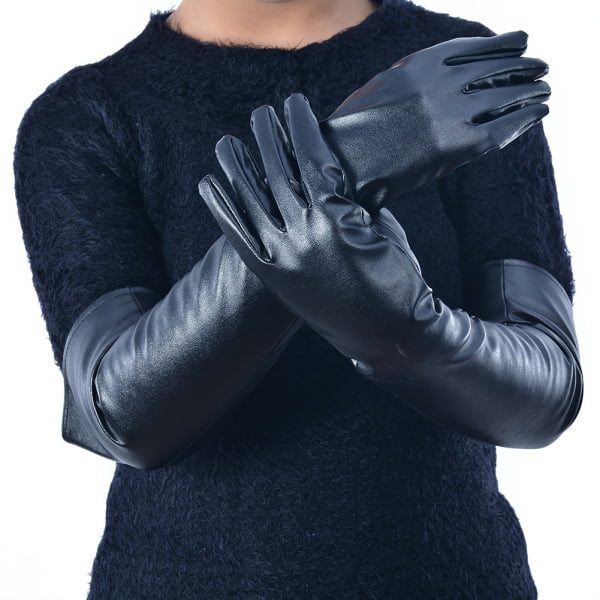 Fingerless Genuine Leather Ladies Long Sleeve Elbow Driving Gloves Women Girls 